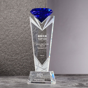 Trofeo de cristal personalizado con premio de diamante de alta calidad para regalos de bienvenida Medallas y placas con trofeo de caja