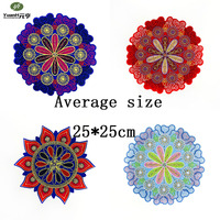 Appliques brodées rondes en polyester thermocollantes faites à la main, 25x25 cm, les plus vendues, pour accessoires de vêtements africains DIY