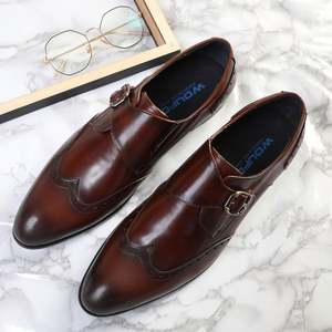 Los Últimos Zapatos de Negocios de Otoño para Hombre, Elegantes y Clásicos, Hechos a Mano, de Cuero Genuino, con Punta Puntiaguda, Impermeables y Sin Cordones - Product Image 1
