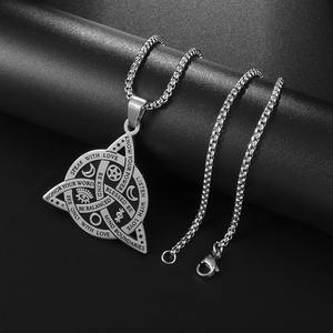 Collar con Colgante de Nudo Triquetra Vikingo Vintage para Hombre, Acero Inoxidable, Amuleto Nórdico Celta, Accesorio de Joyería, Habla con <span class=keywords><strong>Amor</strong></span> - Product Image 4