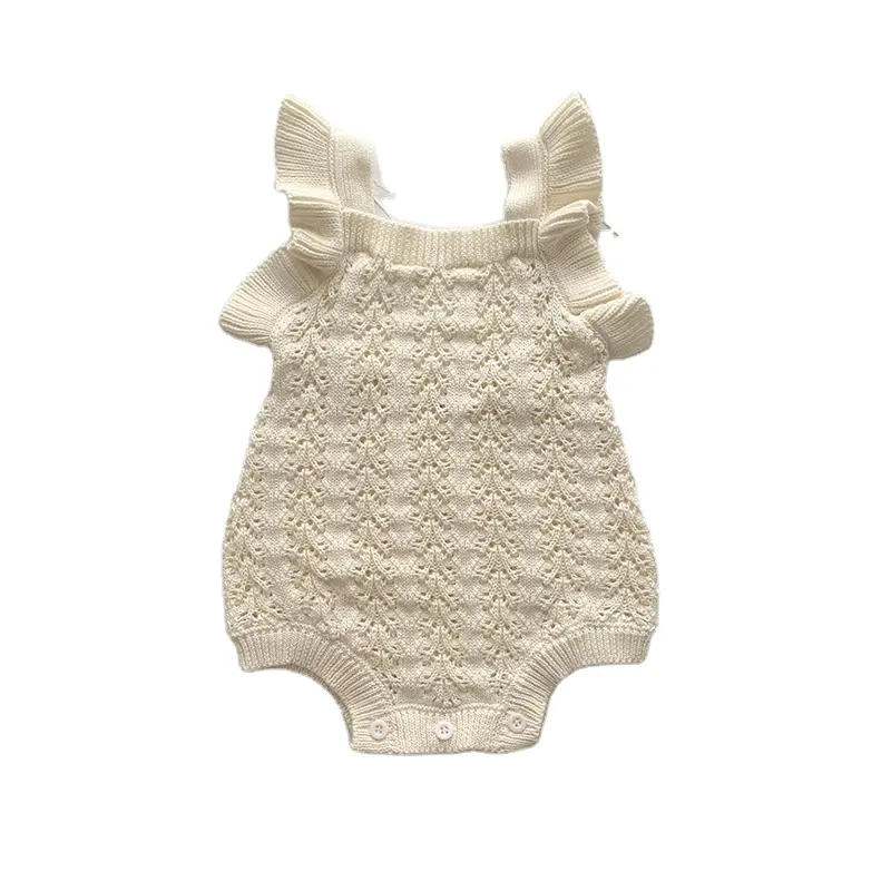 Vêtements pour bébés filles 6-9 mois Combinaison tricotée en coton personnalisée Barboteuse pour bébé Barboteuse en coton pour garçons et enfants unisexe