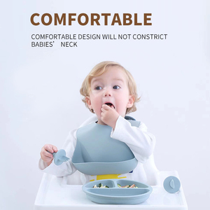 Bavoirs en silicone pour bébé sans BPA, personnalisables OEM/ODM, avec poche récupératrice de nourriture - Product Image 4