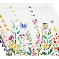 Napperons carrés en lin à motifs floraux, résistants à la chaleur, imprimés numériquement, décor pastoral pour la table, personnalisables