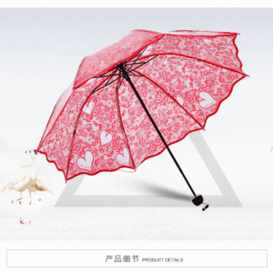 <span class=keywords><strong>Parapluie</strong></span> pliant en dentelle de style coréen, super épais, écologique, transparent, imprimé cœur d'amour, <span class=keywords><strong>parapluie</strong></span> transparent tendance - Product Image 2