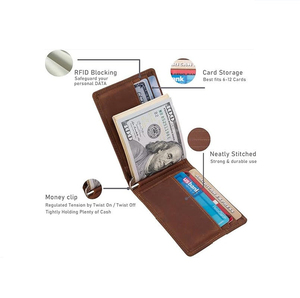 Para Klipsi ile İnce Cüzdan RFID Engelleyici Minimalist İki Katlı Erkek Cüzdanı Hakiki Deri Ön Cep Kartlık - Product Image 5