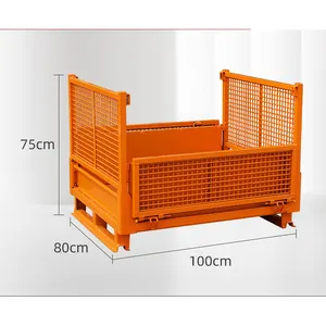 Cage en grillage enduite galvanisée Cage empilable d'acier de grillage de conteneur de stockage pour le stockage et la protection logistiques d'entrepôt