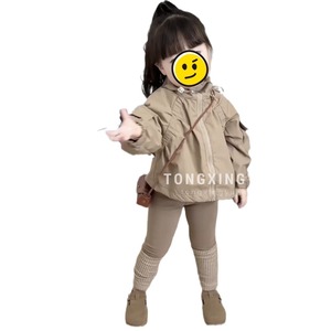 Tongxingyuan Baby Girl Trench Coat Set Solid Color Canvas Cotton 2-Piece Outfit Spring Autumn Kids Clothing - Product Image 5