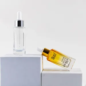 Oil Cosmetic Package Glass Dropper Square Bottle Square Oil Glass Dropper Bottle 30ml 1oz