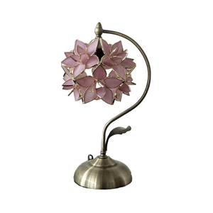 Lampe <span class=keywords><strong>de</strong></span> table vintage créative <span class=keywords><strong>de</strong></span> style chinois en verre et laiton, moderne, pour la salle à manger, la chambre à coucher, avec des fleurs roses romantiques, <span class=keywords><strong>simple</strong></span> et élégante - Product Image 5