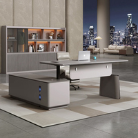 Bureau debout intelligent ergonomique à hauteur réglable électriquement, panneau modulaire durable, MDF écologique, bois de luxe, moderne, pour PDG