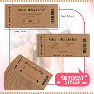 Vales románticos de escritura a mano, tarjeta de felicitación, papel Kraft, cupones de amor <span class=keywords><strong>para</strong></span> pareja, cumpleaños, aniversario del Día de San Valentín - Product Image 2