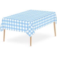 Nappe rectangulaire jetable en PEVA, épaisse, 137*274cm, à carreaux bicolores, imperméable et anti-taches
