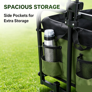 <span class=keywords><strong>Chariot</strong></span> pliable en fer OEM <span class=keywords><strong>de</strong></span> marque, directement d'usine, blanc et vert foncé, avec panneau latéral abaissable, étanche, portable, pour camping en extérieur - Product Image 2
