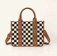 Sac à bandoulière à carreaux avec motif de grilles pour femmes, sac fourre-tout de luxe à bandoulière avec logo personnalisé élégant