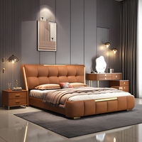 Ensemble matelas et cadre de lit double king-size moderne de luxe en cuir, réglable, inclinable, écologique, durable et confortable, avec matelas épaissi