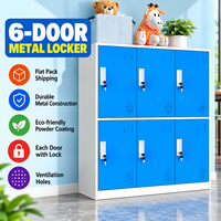 Casier scolaire métallique à 6 compartiments, en kit, armoire de rangement en acier coloré personnalisable avec trous d'aération et serrure à clé pour enfants