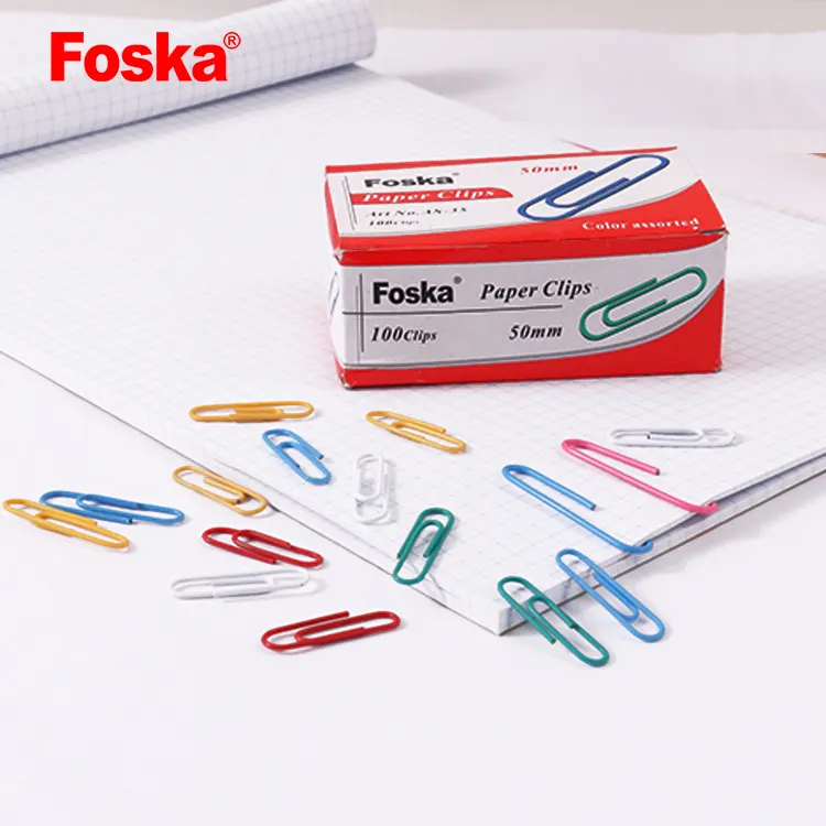 Foska Clips de papel recubiertos de color Abrazadera de papel de oficina Clips de papel 100 piezas Papel de color surtido Oficina Escuela y uso personal