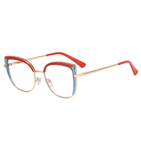 Nouvelles lunettes de vue anti-lumière bleue avec monture en métal œil-de-chat, monture de lunettes simple et tendance en Tr90, lunettes pour femme