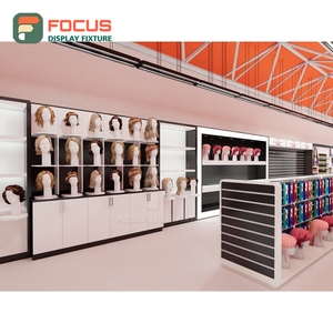 Modern Salon Wig Display Cabinet Glass Door Lockable Drawer Multi Tier Shelf Display Cabinet Fixture - Product Image 4