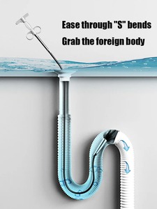 Attrezzo per Disotturazione Scarichi <span class=keywords><strong>Cucina</strong></span>, Sblocco Capelli e Impurità, Spirale a Molla per <span class=keywords><strong>Tubi</strong></span> in Acciaio Inossidabile e Plastica - Product Image 3