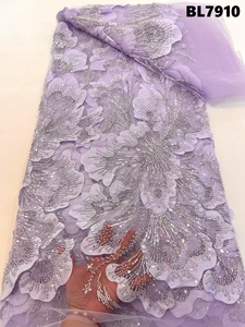 Vải ren cưới giá gốc nhà máy, thêu hạt cườm & kim tuyến, lưới ren dự tiệc cưới, công nghệ kim tuyến tiên tiến - Product Image 3