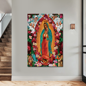 Venta al por Mayor <span class=keywords><strong>de</strong></span> Arte Mural <span class=keywords><strong>de</strong></span> Nuestra Señora <span class=keywords><strong>de</strong></span> <span class=keywords><strong>Guadalupe</strong></span> con Rosas, Lienzo Impreso con la <span class=keywords><strong>Virgen</strong></span> María, Arte Religioso Cristiano para Decoración del Hogar - Product Image 3
