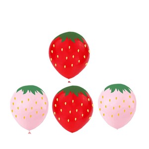 Globos de Fiesta de Fresa Rojos y Rosas con Impresión Digital, Decoraciones Desechables de Cumpleaños para Niños de 2 a 4 Años - Product Image 1
