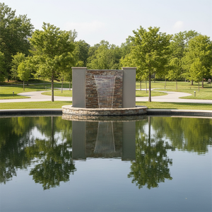 <span class=keywords><strong>Petite</strong></span> <span class=keywords><strong>fontaine</strong></span> <span class=keywords><strong>murale</strong></span> <span class=keywords><strong>de</strong></span> <span class=keywords><strong>jardin</strong></span> moderne éclairée en acier inoxydable faite à la main pour l'extérieur - Product Image 4