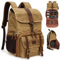 Outdoor Digital Gear Kameratasche aus Gewachstem Canvas DSLR Fotografie-Rucksack mit Laptop-Fach Stativhalterung