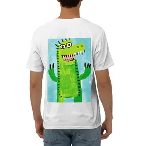 เสื้อยืดผ้าฝ้ายแขนสั้นโอเวอร์ไซส์สำหรับผู้ชายเสื้อยืดพิมพ์ลายผ้าไหมย้อมสีพิมพ์ลาย - Product Image 1