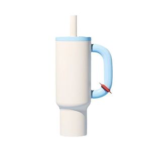 Vaso de acero inoxidable de 40 oz con asa y pajita para viajes y uso en el coche - Product Image 5