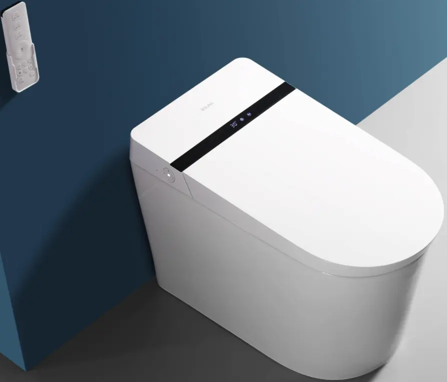 Bolina Venta caliente Nuevo diseño continuo Flushing S-trap automático de una pieza inteligente inodoro con control de voz