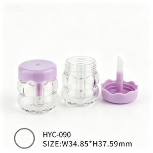 Tube de gloss à lèvres en plastique transparent avec bouchon à vis violet 5 ml, contenant cosmétique pour l'emballage d'huile à lèvres - Product Image 2