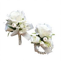 Yi Ya Ge 25115 Boutonnière en soie faite à la main, rose, pour célébrations professionnelles, fournitures de mariage, accessoire de studio photo, rouge vin
