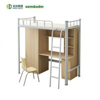 Lits superposés en métal à double couche avec structure en fer, design moderne et minimaliste pour étudiants et personnel, combinaison bureau et escalier