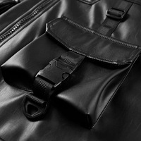 Blouson en cuir imprimé de haute qualité, logo personnalisé Blouson court multi-poches Blouson aviateur en cuir Airforce pour hommes