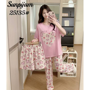 Set di Abbigliamento da Casa per Donna Modello 25135 Marca Suzhen, Traspirante e Comodo, Maglia a Maniche Corte e Pantaloni con Stampa, Taglie fino a 3XL - Product Image 3