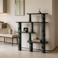 Console de rangement minimaliste en marbre vert, meuble design pour entrée et couloir, idéal pour villas et hôtels, vente en gros, personnalisation OEM