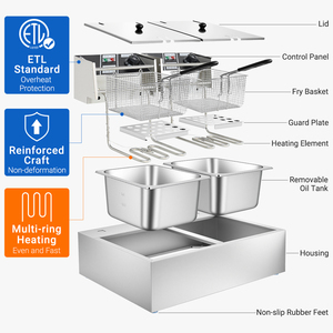 <span class=keywords><strong>Friteuse</strong></span> électrique double cuve 6L+6L <span class=keywords><strong>pour</strong></span> frites et poulet, équipement de restaurant, <span class=keywords><strong>friteuse</strong></span> électronique professionnelle - Product Image 4