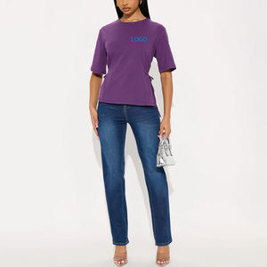 New Fashion High Quality Women <b>Lady</b> <b>Summer</b> Short Sleeve Casual Crew Neck Cotton Short Sleeve <b>T</b>-<b>shirt</b> <b>for</b> Women - Product Image 2