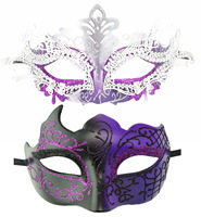Masque de mascarade pour couple, masque pour les yeux en plumes, ensemble pour fête, bal, masque facial, costume de reine, accessoire de cosplay, décoration de carnaval, Mardi Gras