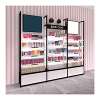 Étagères de présentation de cosmétiques personnalisées colorées à la mode Boutique de beauté Magasin de cosmétiques Étagère de présentation de maquillage Centre commercial Étagère murale de présentation de maquillage