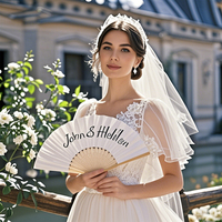 Éventail pliant en bambou personnalisé avec logo imprimé, 21 cm, vente en gros, pour mariage