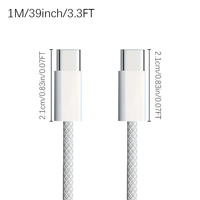 Kabel USB tipe-c kepang asli, kabel pengisian daya cepat untuk iPhone 15 3A dengan jaket nilon