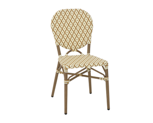 Chaise de bistrot française empilable pour l'extérieur avec structure en aluminium, imprimé bambou, rotin PE tressé résistant aux intempéries pour café <span class=keywords><strong>parisien</strong></span> et terrasse - Product Image 6