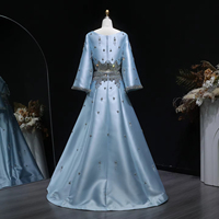 Robe de soirée de luxe en satin rouge Jancember LSZ573, robe de bal à manches longues ornée de perles, robe de soirée formelle de style A