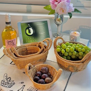 Yuanjin Rattan Fruit <b>Basket</b> Oval <b>Large</b> Size With Handle For Kitchen Living Room <b>Storage</b> - Product Image 2