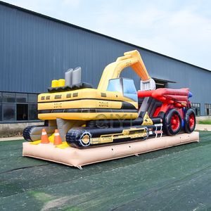 Château gonflable commercial d'extérieur avec toboggan, thème excavatrice, maison de jeu gonflable en PVC pour enfants - Product Image 2