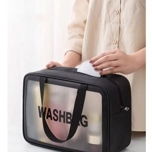 Pochette de maquillage transparente avec logo personnalisé, organiseur de cosmétiques en PVC imperméable, trousse de toilette en plastique pour la salle de bain, pour le rangement des bijoux - Product Image 1
