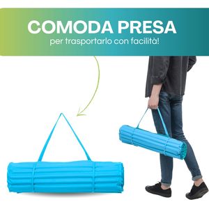 <b>Roll</b> Up Beach <b>Mat</b> 180x60 Cm With Insulating Padding And Carrying Strap Blue - Product Image 5